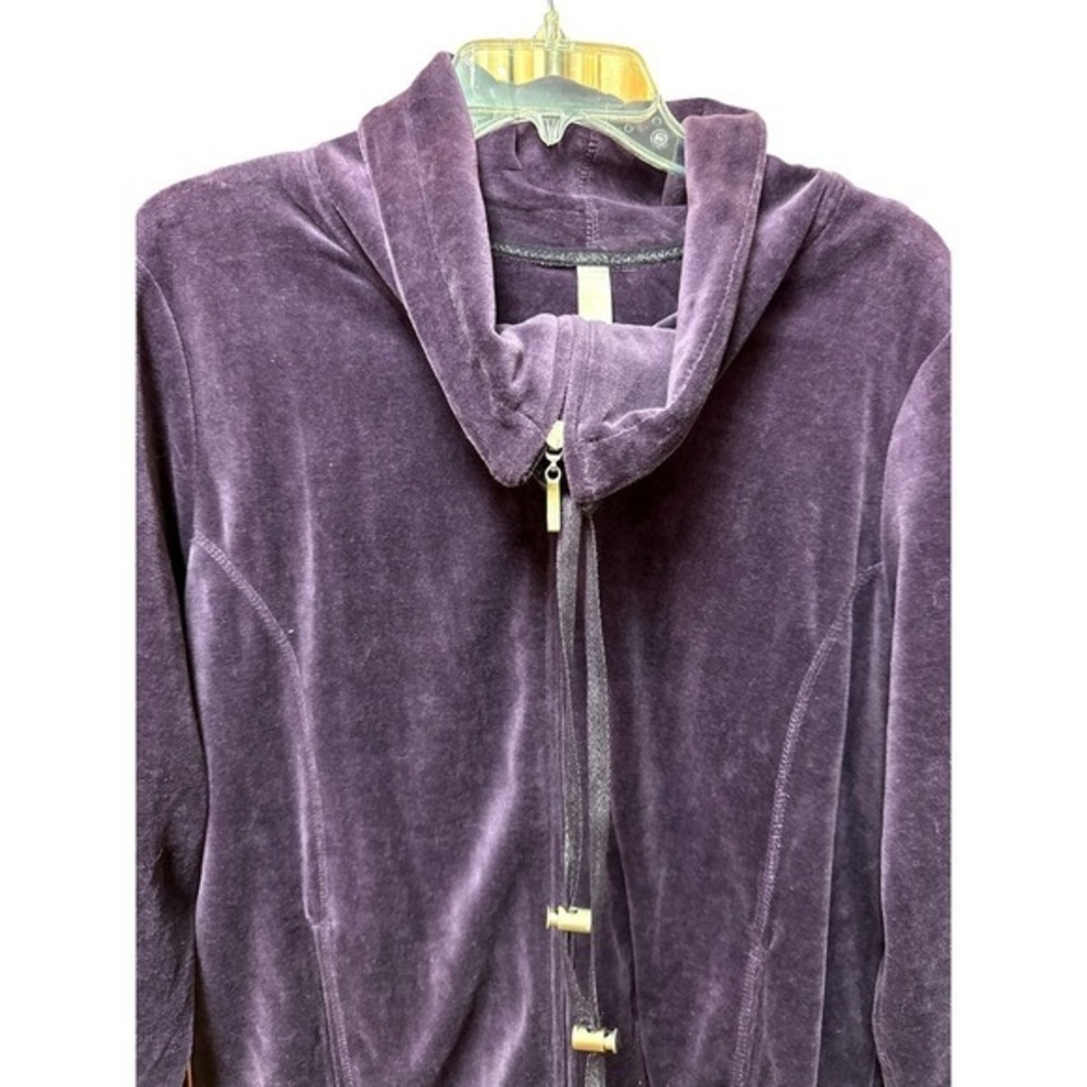White Stag L Women HipHop Zip Velour Track Athletic Jacket Pockets Work Y2K Goth - Picture 5 of 7